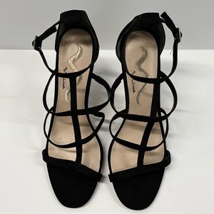 Nina Black Caged Heeled Sandals size 7.5